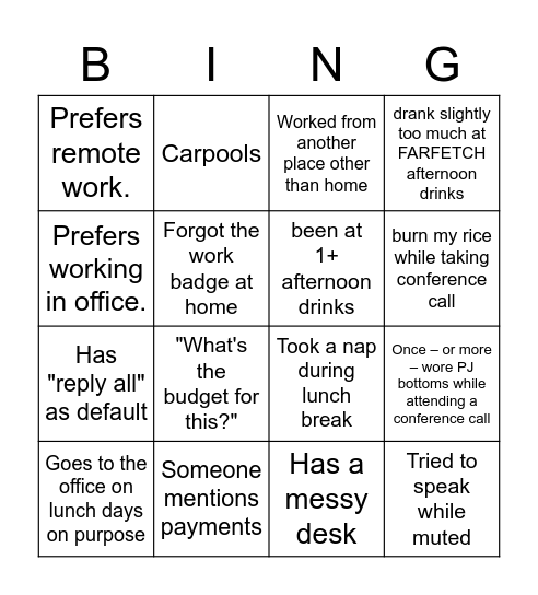 Untitled Bingo Card