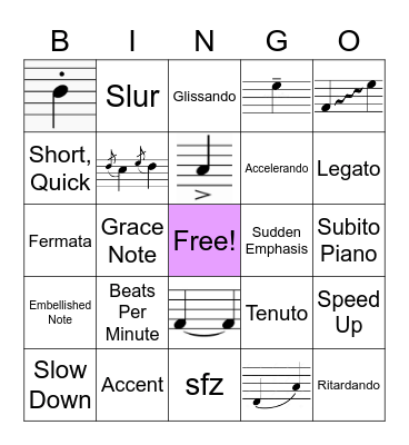 Musical Terminology - Adv. Choir Bingo Card
