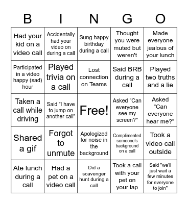Teams Call Edition Bingo Card