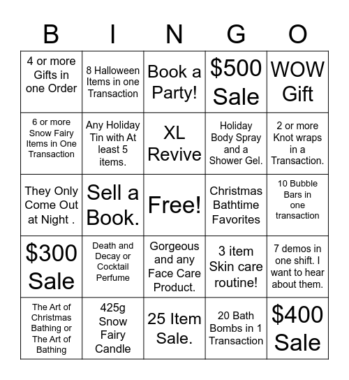 Lush Bingo Card