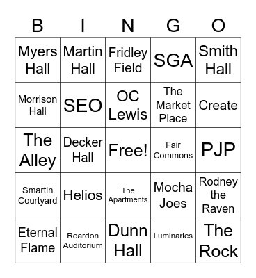 AU Family Bingo Card