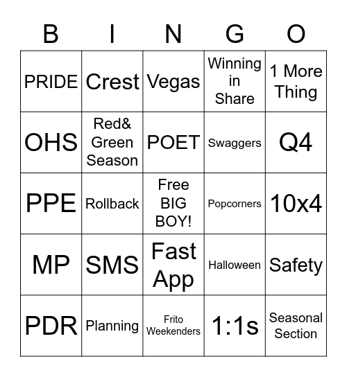 OMZ Bingo Card