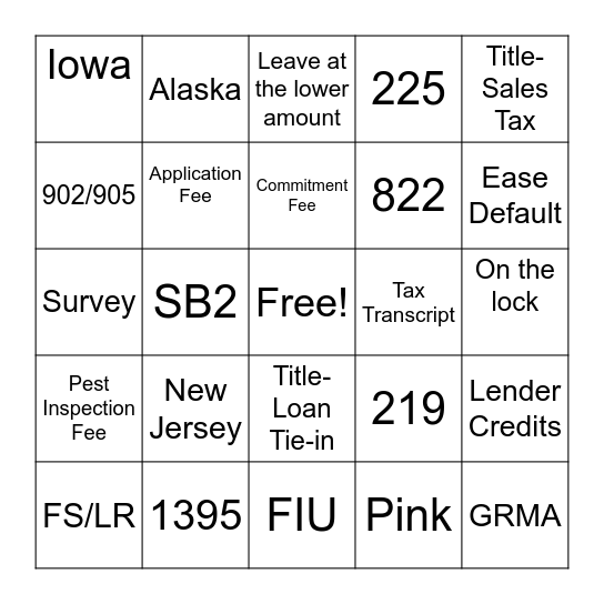 LE Review Bingo Card