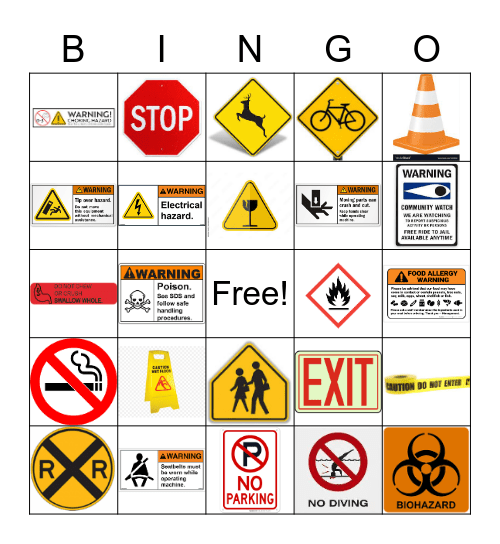 Warning Sign Bingo Card