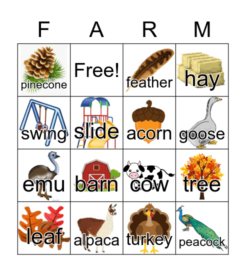Farm and Garden Bingo Card