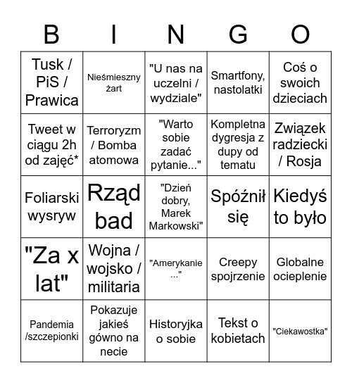 Markowski bingo V1 Bingo Card