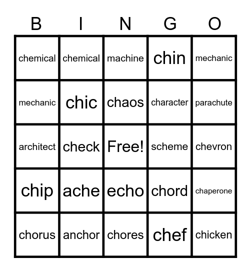 3 Sounds of CH Bingo Card