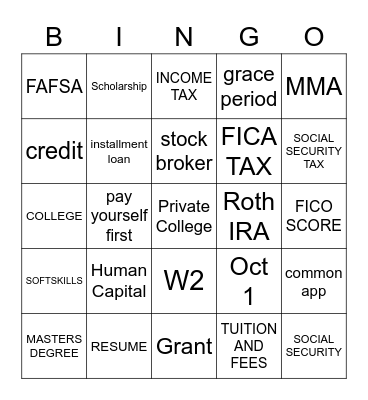 TAKE CHARGE Bingo Card