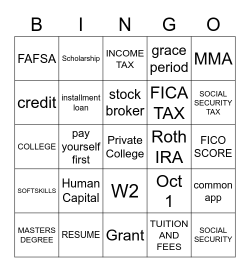 TAKE CHARGE Bingo Card