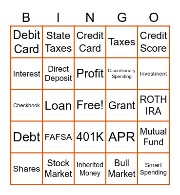 Finance Bingo! Bingo Card
