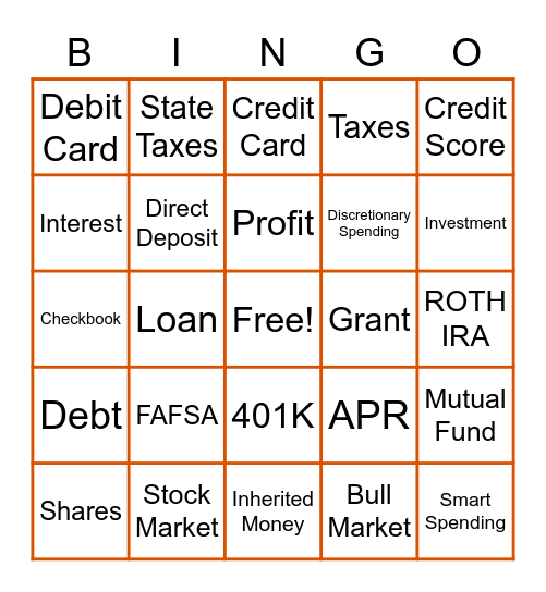 Finance Bingo! Bingo Card