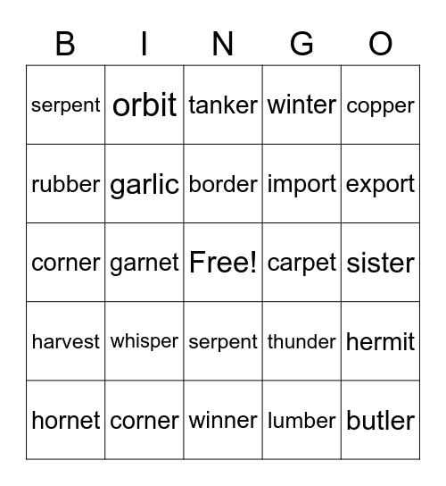 Hornet Bingo Card
