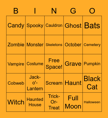 DWD Halloween Bingo! Bingo Card