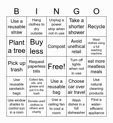 Spooky Sustainability Bingo Card