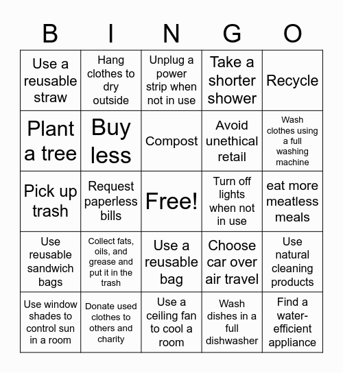 Spooky Sustainability Bingo Card