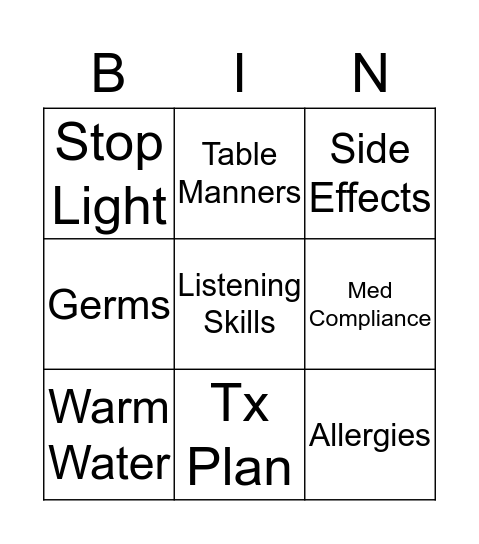 Review Bingo Card