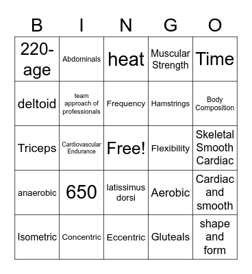 Health Midterm Review Bingo Card