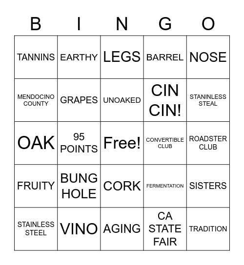 VINO BINGO Card