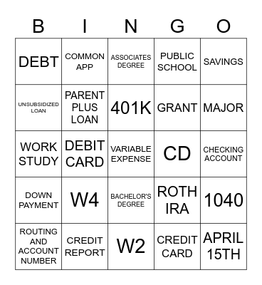TAKE CHARGE Bingo Card