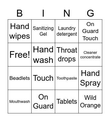 On Guard Bingo! Bingo Card