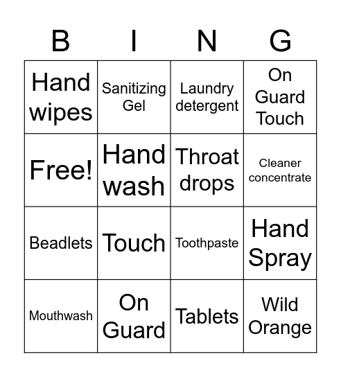 On Guard Bingo! Bingo Card