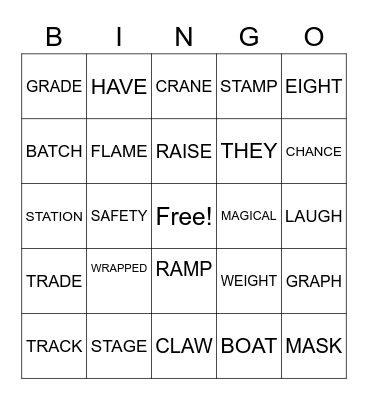 3RD  GRADE Bingo Card
