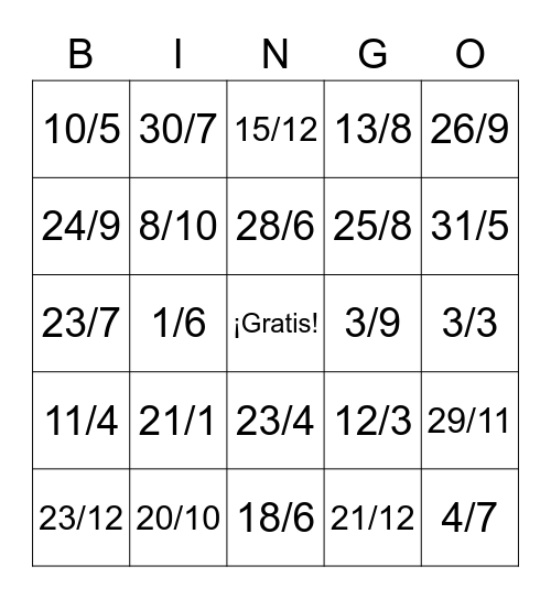 Los Cumpleaños Bingo Card