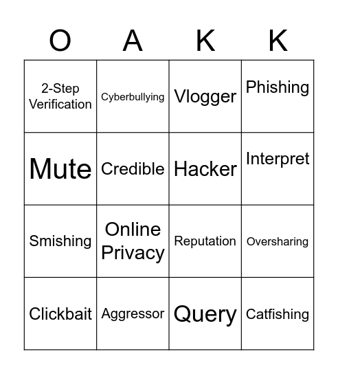 Be Internet Awesome Bingo Card