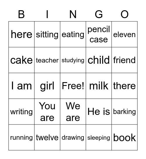 2a L 9-12 Bingo Card