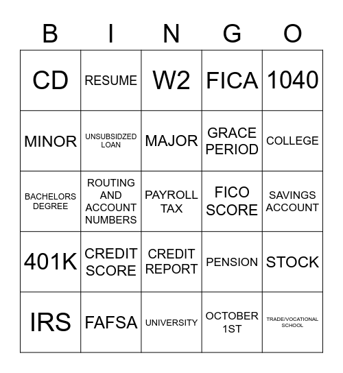 TAKE CHARGE Bingo Card