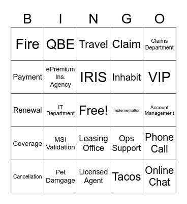 ePremium Bingo Card