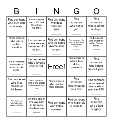 Icebreaker Bingo! Bingo Card