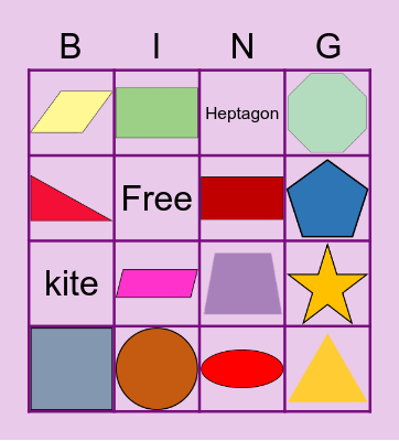 Plane Shapes Bingo Card