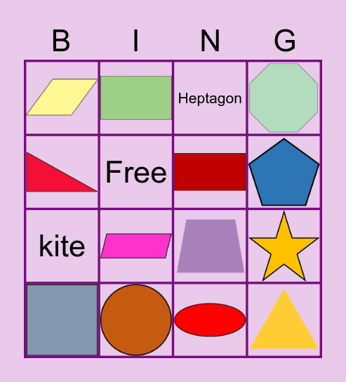 Plane Shapes Bingo Card