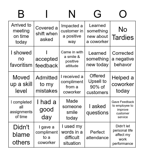 Accountability- Last 30 days Bingo Card