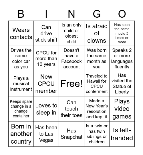 Find the Guest Bingo Card