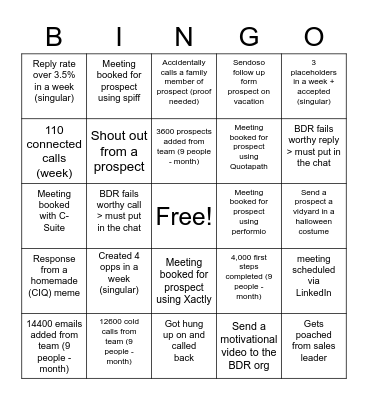 CIQ BDR Bingo Card