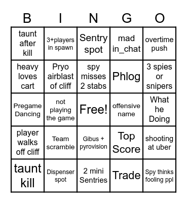 TF2: Live Bingo Night Bingo Card