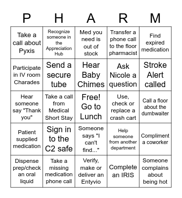 Pharmacy Week Bingo Card