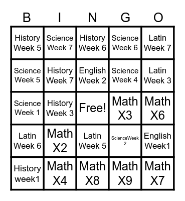 Amicus Classical Academy Bingo Cycle 4 Week 7 Bingo Card