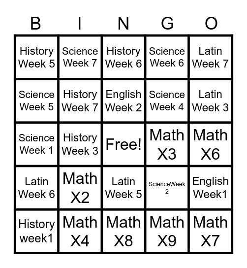 Amicus Classical Academy Bingo Cycle 4 Week 7 Bingo Card