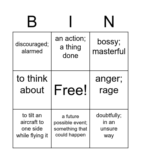 Mrs. Frisby and the Crow  Vocabulary Bingo Card