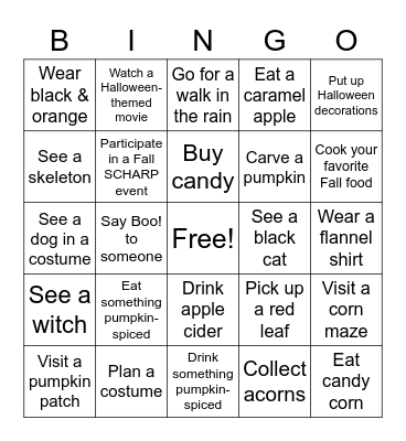 SCHARP FALL BINGO Card