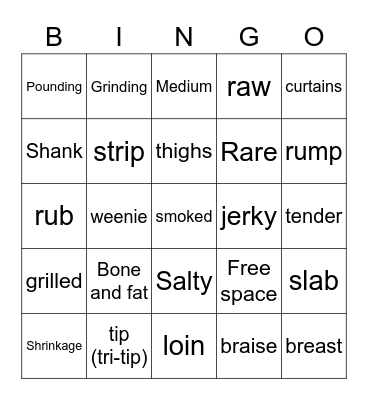 Meat BINGO Card