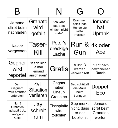 PietSmiet CS:GO Bingo Card