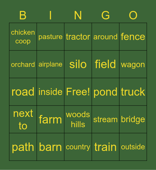 The Country Bingo Card