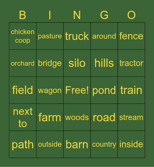 The Country Bingo Card