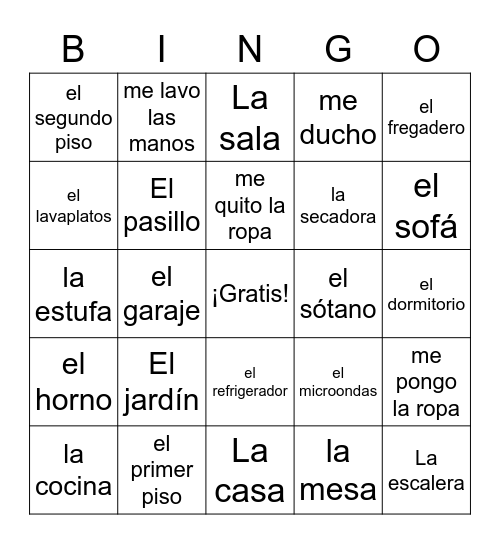 La casa: Sp2 Bingo Card