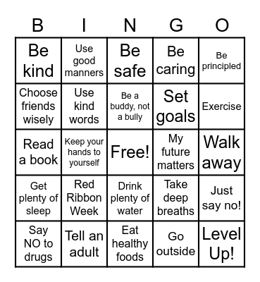 We're IB Drug Free and Bully Free Bingo Card