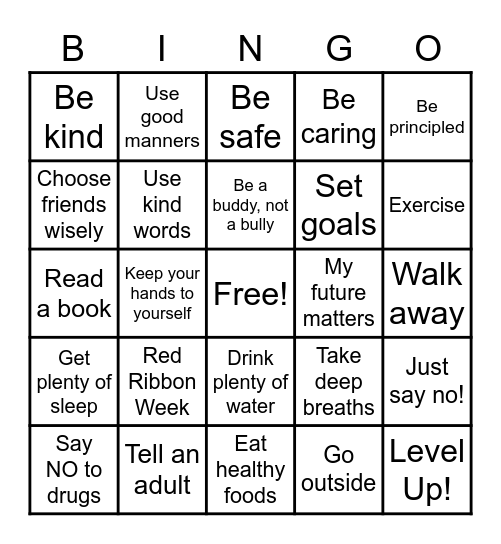 We're IB Drug Free and Bully Free Bingo Card